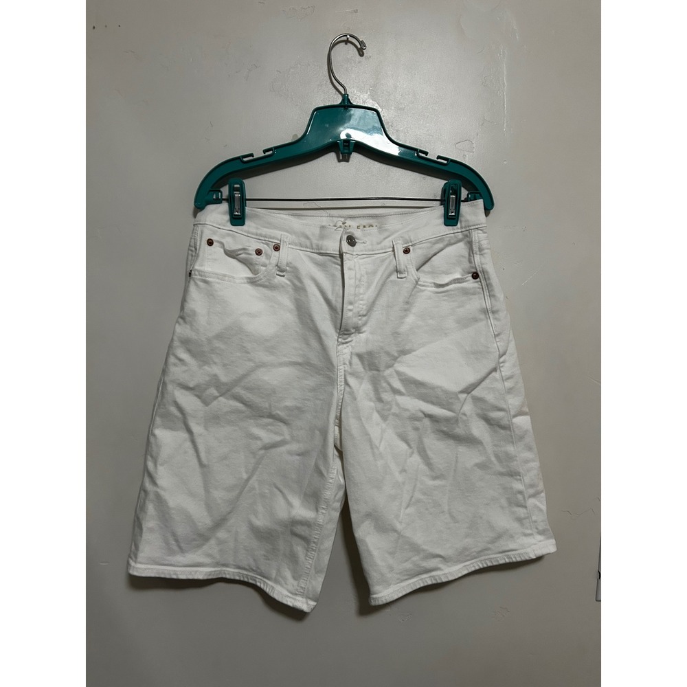 American Eagle Womens White Denim Jorts High Rise Shorts Size 8
